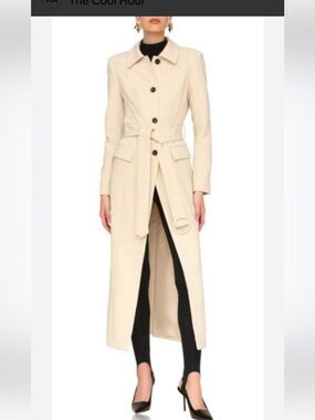 Avec Les Filles Cream Long Maxi Belted Coat Size M